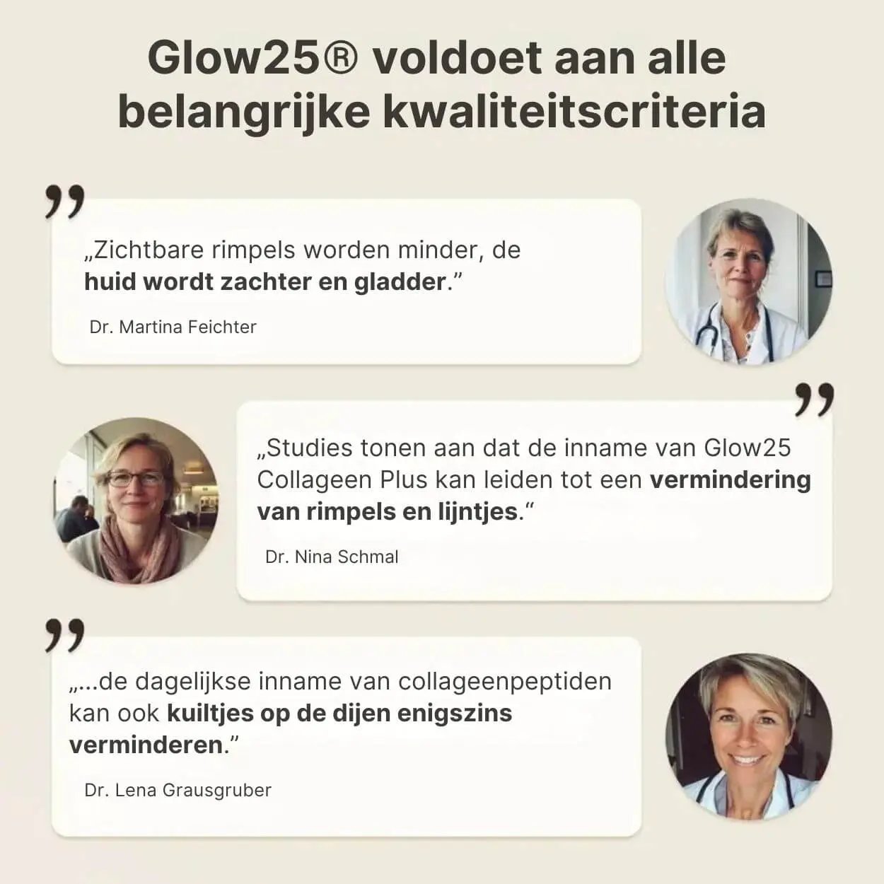 Ook experts zijn het eens over de kwaliteit van Glow25 Collageen.